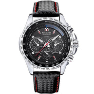 WW | Herren-Quartz-Uhr mit Lederarmband - Kostenloser Versand