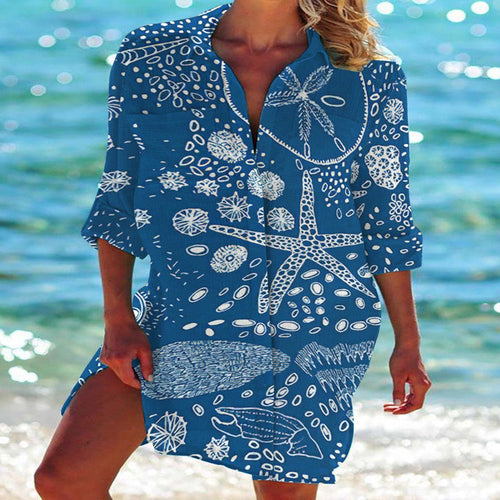 WW | Bikini Jacke Shirt Badeanzug Strickjacke Damenbekleidung Druck Urlaub Strandshirt