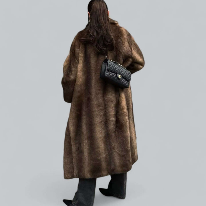 W&W Mode | Eleganter Kunstfell Langer Trenchcoat