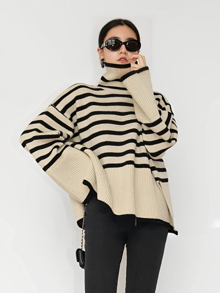 W&W Mode | Oversize-Rollkragenpullover aus Baumwoll für Damen - Perfekt für Freizeit-Tage