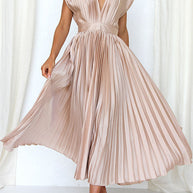 WW | Hallo Schöne Satin Plissee Midi Kleid