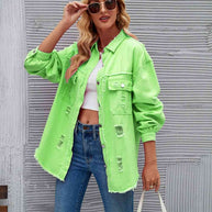 WW | Zerrissene Rohsaum-Denimjacke