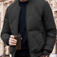 WW | Baseballkragen Reißverschluss Solides Fleece Mit Taschen Winterjacke Für Herren - Perfekt für Outdoor-Aktivitäten