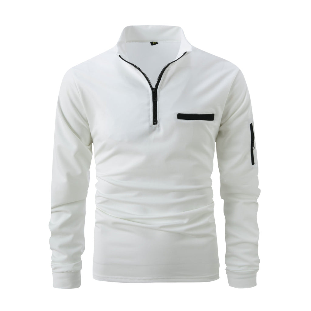 WW | Sport Poloshirt Mit Stehkragen Und Reißverschluss, Langärmlig, Einfarbig