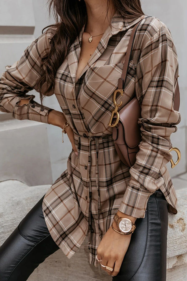 WW | Grab My Hand Karierter Button-Up Gürtel Hemd