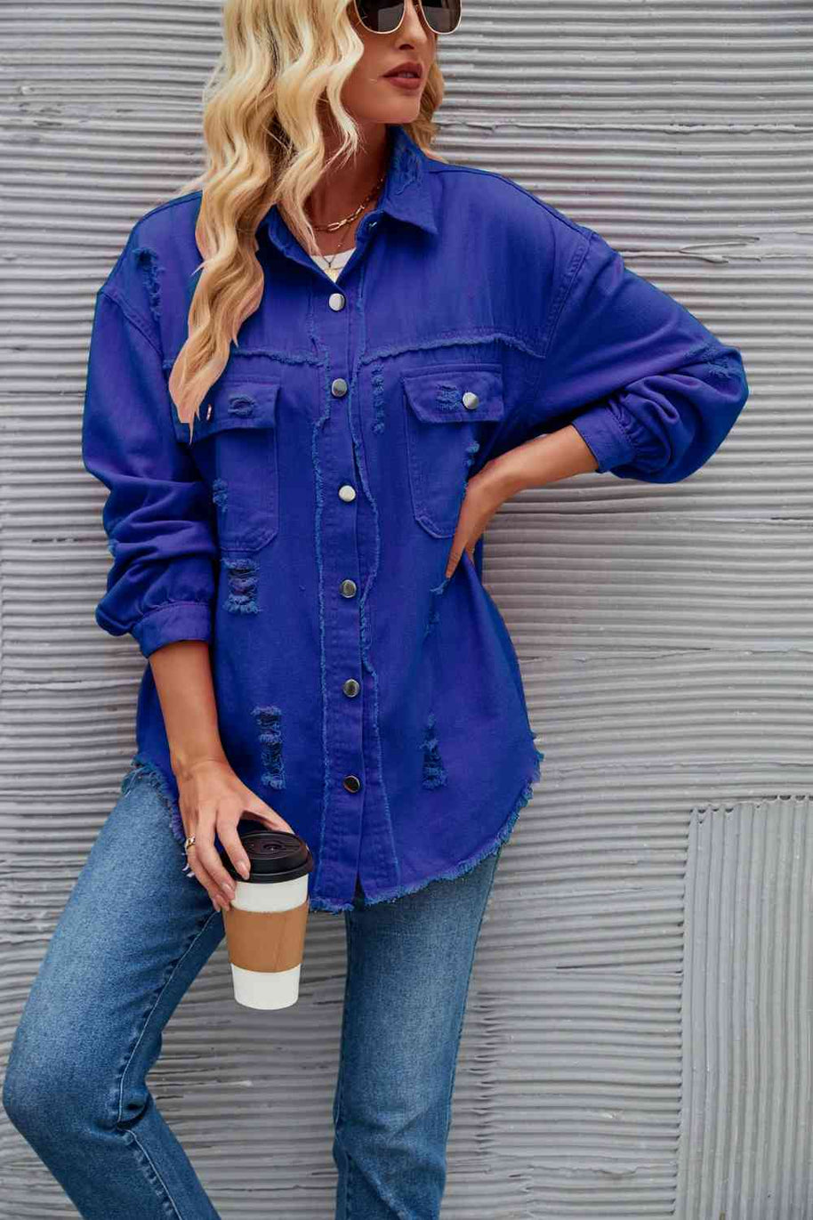 WW | Zerrissene Rohsaum-Denimjacke