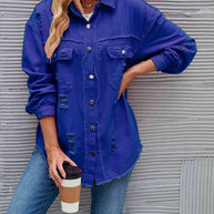 WW | Zerrissene Rohsaum-Denimjacke