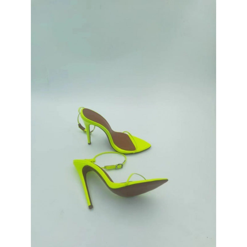 WW | Metall Spitze Kappe Dünner Riemen Schnalle Mode Damen Schuhe Super Hoher Absatz Damen Sandalen