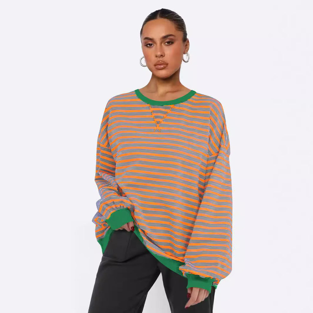 WW | Übergroßer Pullover Gestreifter, Gemütlicher Pullover