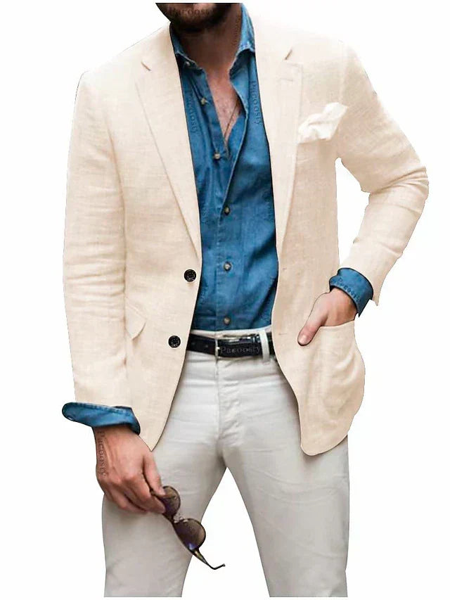 W&W Mode | Herren  Blazer Strand Hochzeit Lässig Tailored Fit Solide Farbe Einreihig Zwei Knöpfe