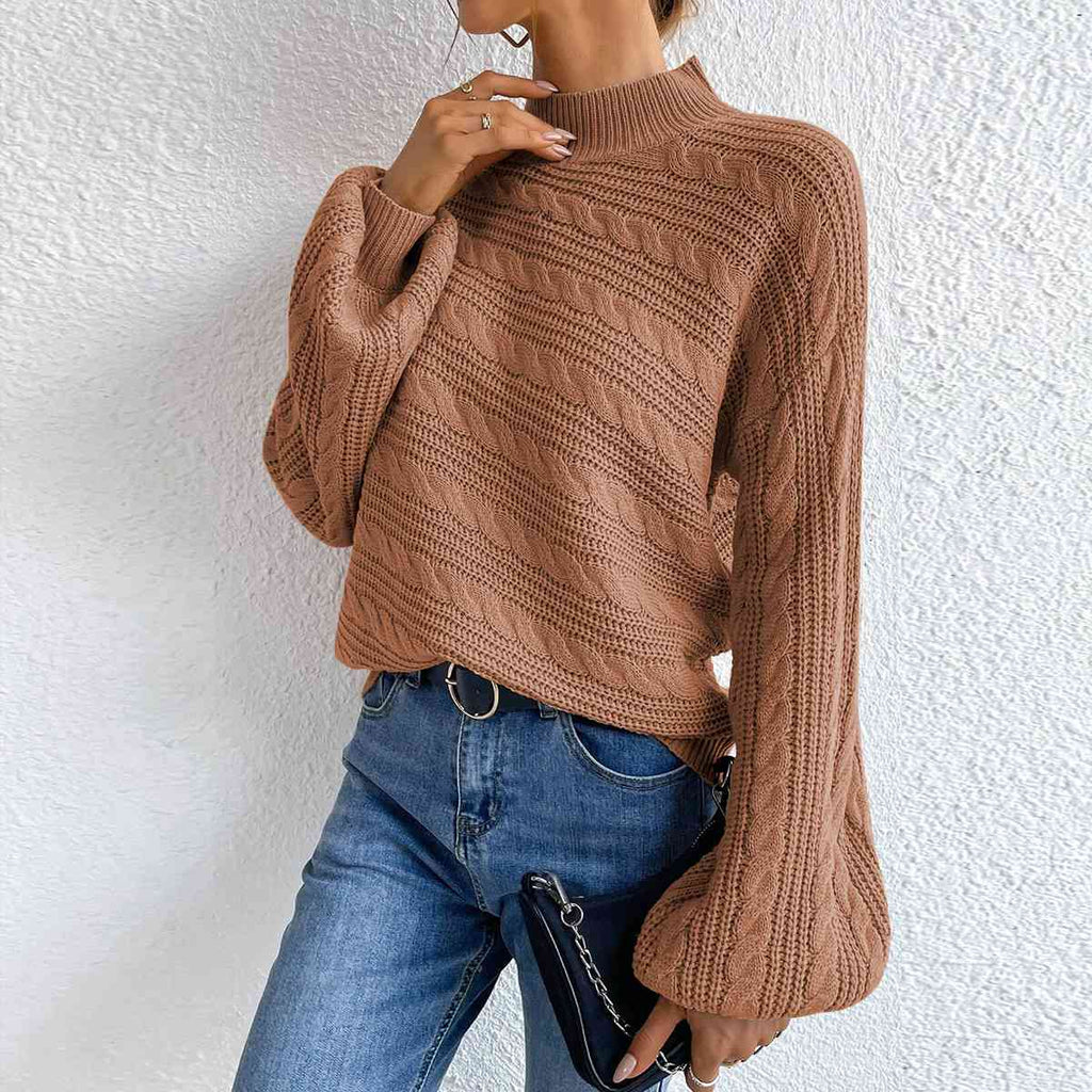 WW | Kabelstrick Stehkragen Langarmpullover