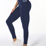 WW | Weiche Dehnbare Damen Sportleggings Mit Pohebehebung Und Taschen
