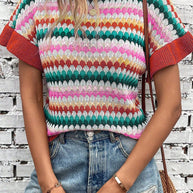 WW | rotes Crop-Top mit farbiger Struktur Für Frauen
