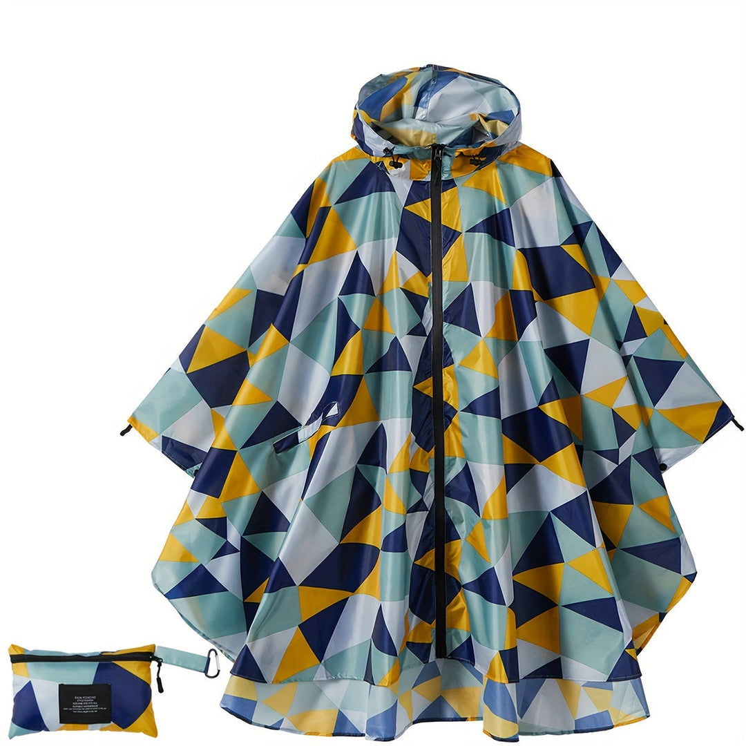 W&W Mode | Sportliche Damen Regenponcho Mit Kapuze Und Geometrischem Muster