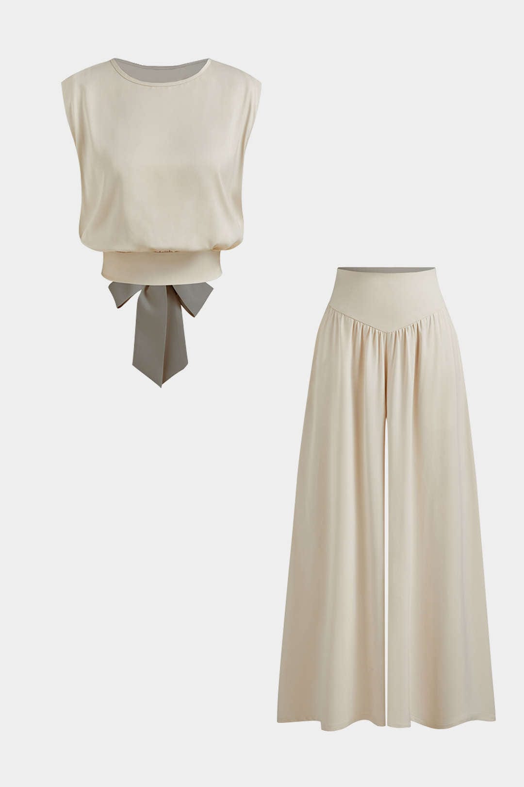 W&W Mode | Elegantes Zweiteiler Satz Mit Schleifen Detail