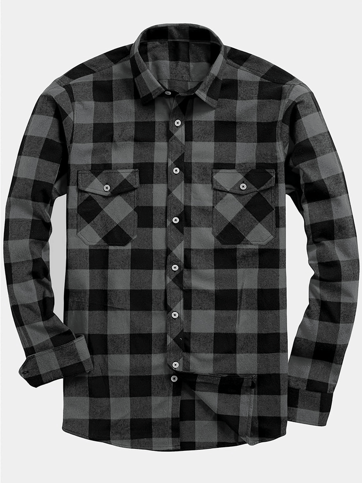 W&W Mode | Lässig Herren Bluse Hemd Lumberjack Print Shirt