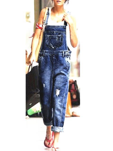 WW | Denim Lockere Einfache Lange Overalls
