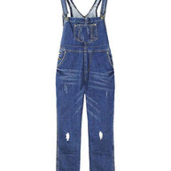 WW | Denim Lockere Einfache Lange Overalls