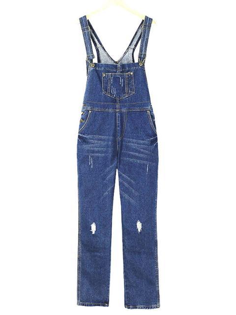 WW | Denim Lockere Einfache Lange Overalls