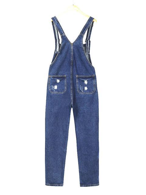 WW | Denim Lockere Einfache Lange Overalls