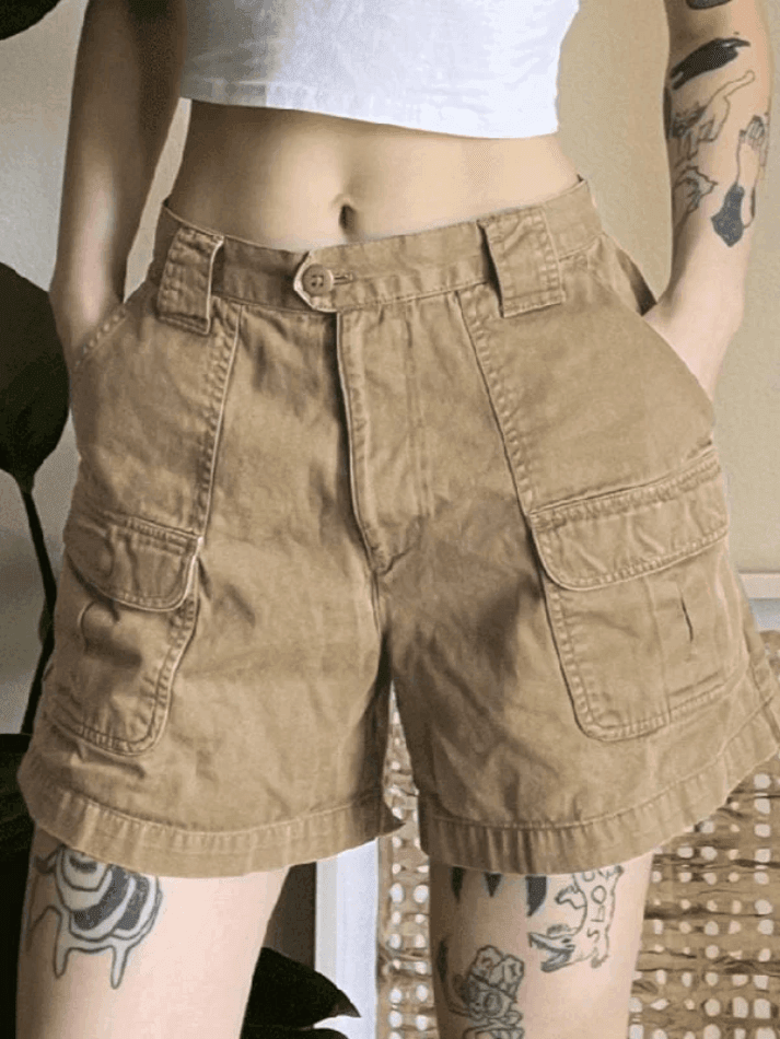 W&W Mode | Denim Gerade Bein Cargo Shorts