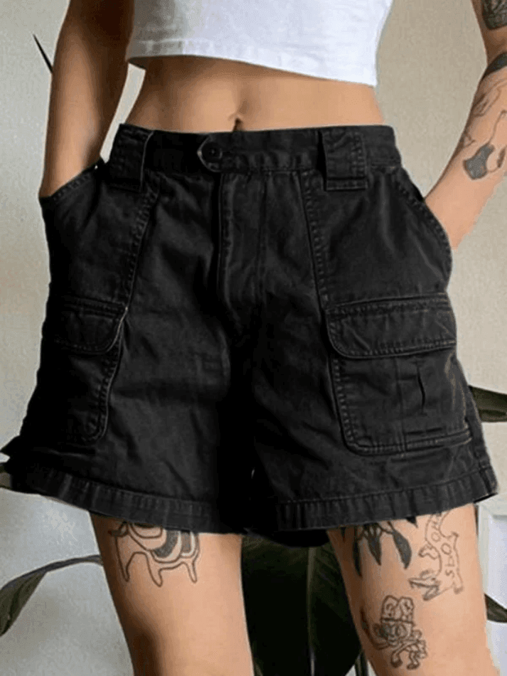 W&W Mode | Denim Gerade Bein Cargo Shorts