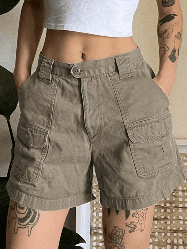 W&W Mode | Denim Gerade Bein Cargo Shorts