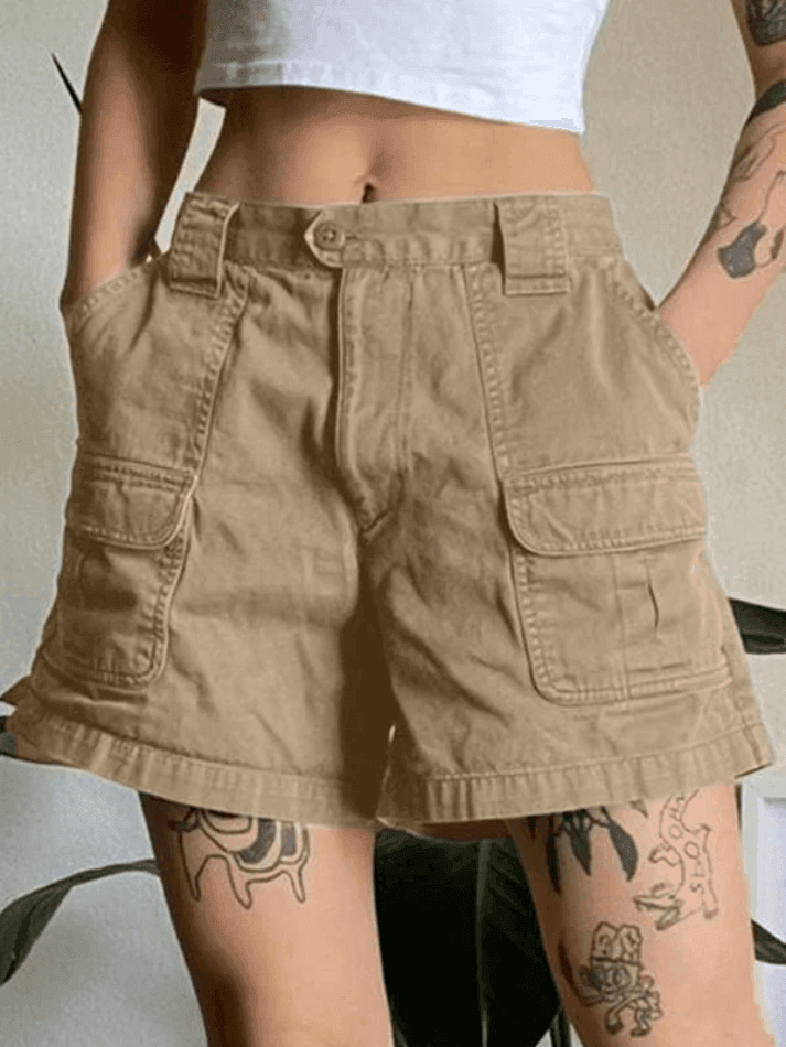 W&W Mode | Denim Gerade Bein Cargo Shorts