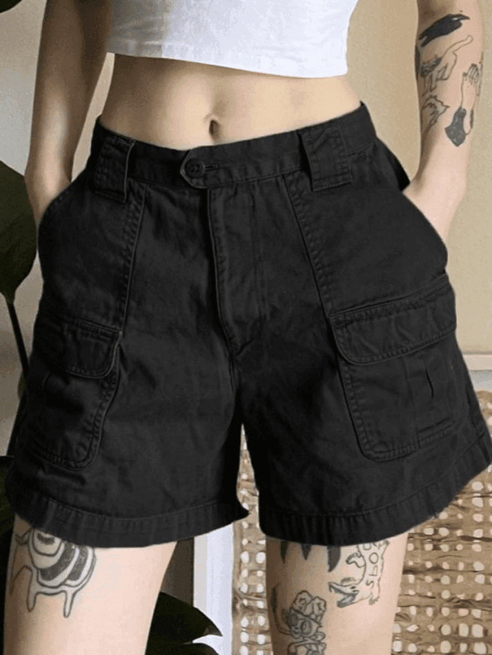 W&W Mode | Denim Gerade Bein Cargo Shorts