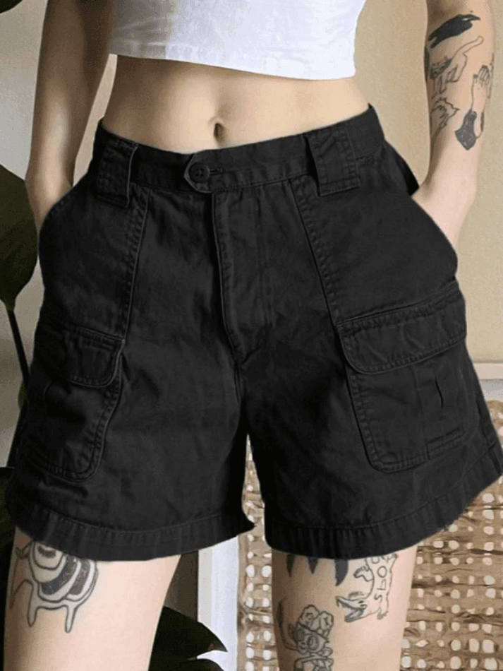 W&W Mode | Denim Gerade Bein Cargo Shorts