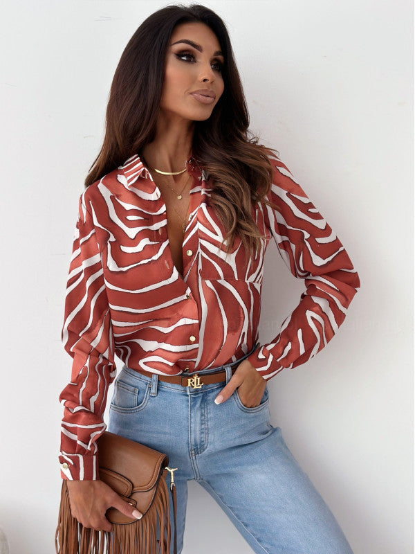 W&W Mode Bluse | Aufgeräumte Damenbluse mit Satindruck