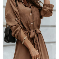 WW - Braunes Midi-Blusenkleid