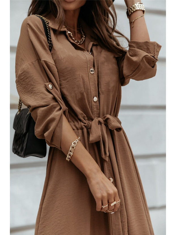 WW - Braunes Midi-Blusenkleid