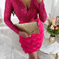 WW | Stilvolles Partykleid Mit Federpailletten