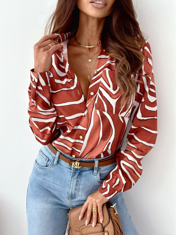 W&W Mode Bluse | Aufgeräumte Damenbluse mit Satindruck