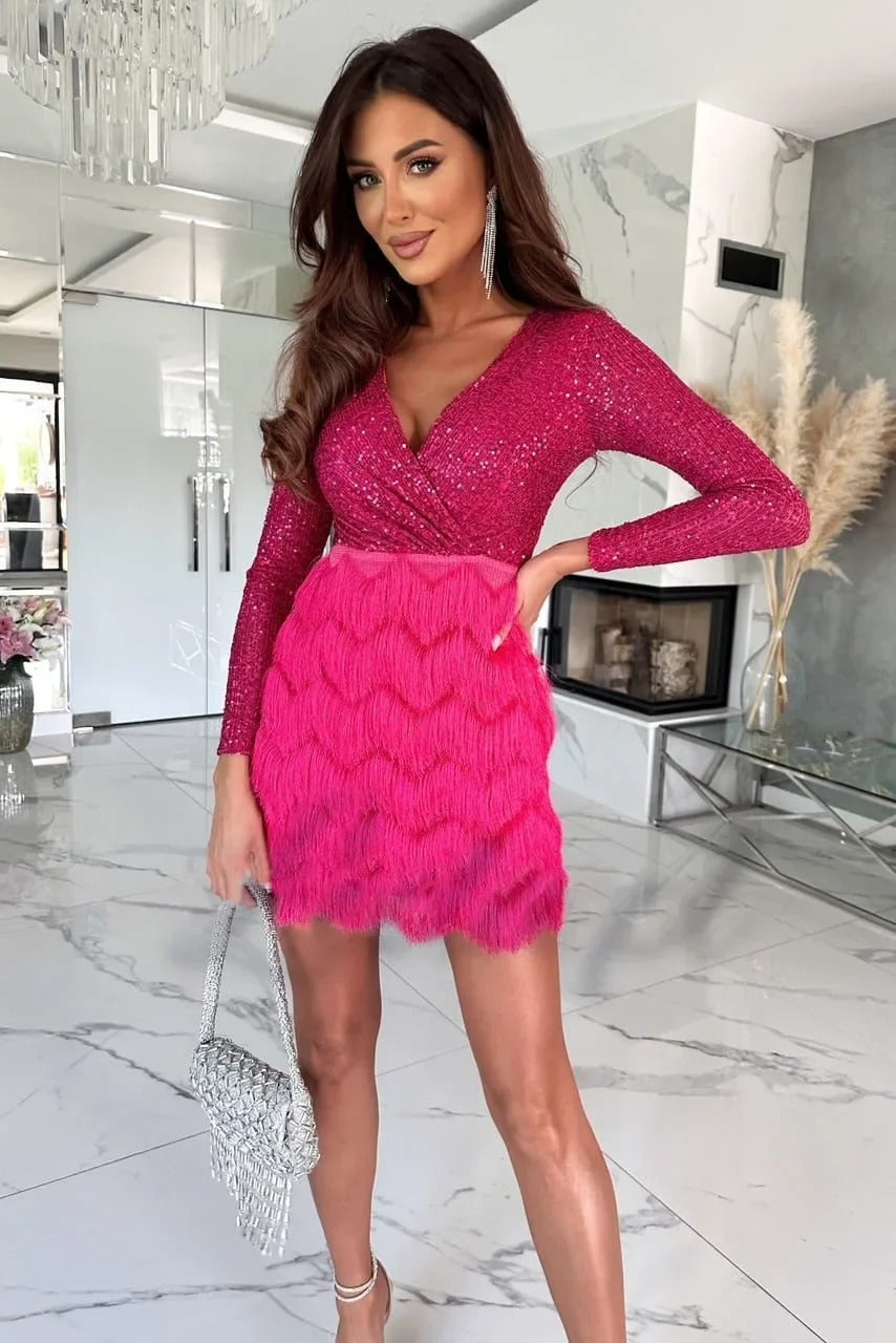 WW | Stilvolles Partykleid Mit Federpailletten