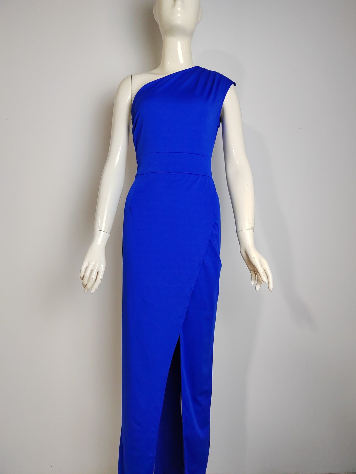W&W Elegante Formelle Solide Schlitz Asymmetrisch Schräg Kragen Abendkleider