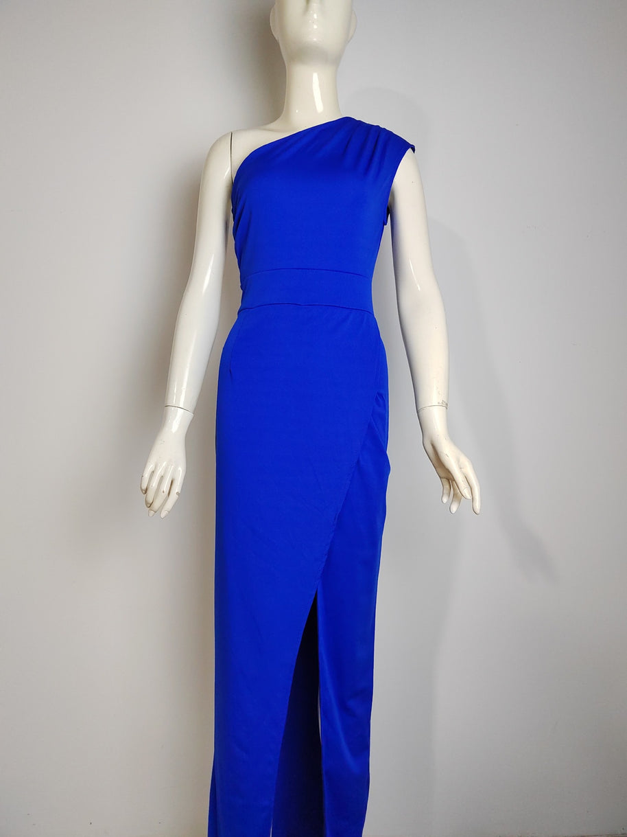 W&W Elegante Formelle Solide Schlitz Asymmetrisch Schräg Kragen Abendkleider