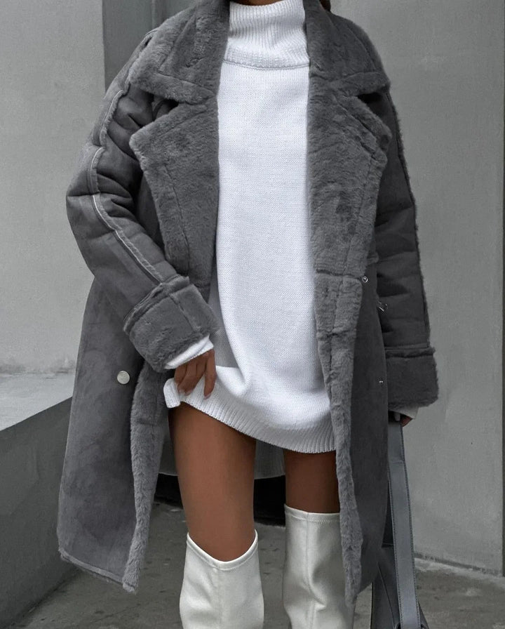 W&W Mode | Lockere Teddyjacke Aus Lammwolle Mit Lässigem Kragen