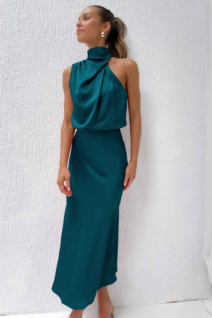 W&W Mode | Elegantes Midikleid Mit Asymmetrischem Rundhalsausschnitt