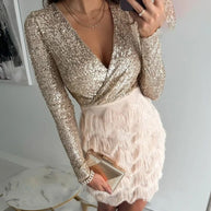 WW | Stilvolles Partykleid Mit Federpailletten