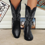 WW - PU-Leder-Cowboystiefel mit weichem Innenfutter