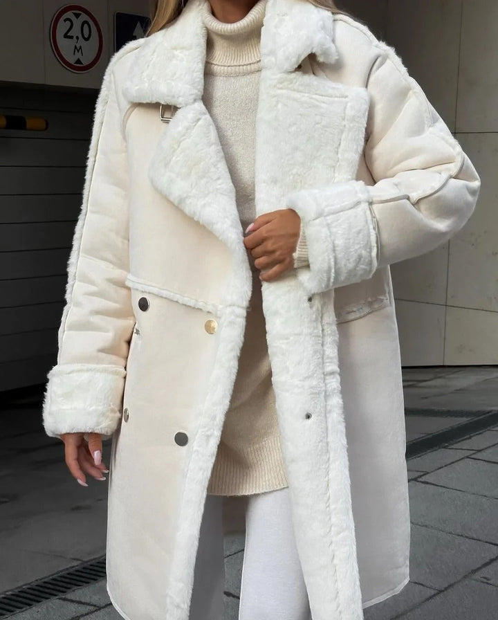 W&W Mode | Lockere Teddyjacke Aus Lammwolle Mit Lässigem Kragen