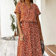 WW Casual Kleid | Gepunktetes kurzärmeliges Sommerkleid