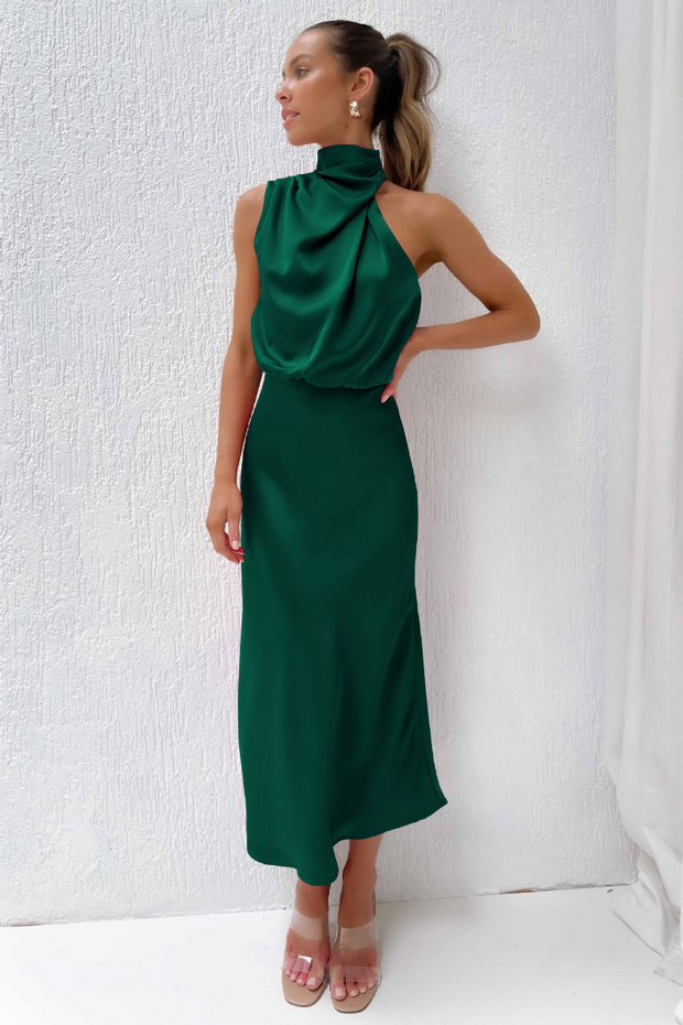 WW | Elegantes Midikleid Mit Asymmetrischem Rundhalsausschnitt