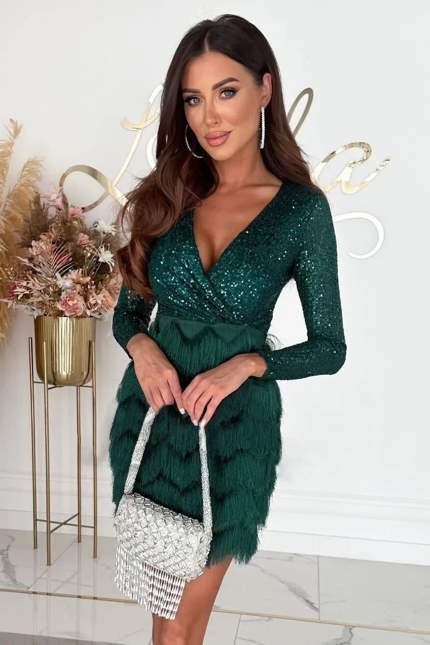 WW | Stilvolles Partykleid Mit Federpailletten