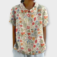 WW | Blumenbluse aus Baumwolle und Leinen