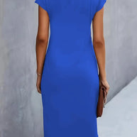 WW | Einfarbiges Rundhalskleid mit Rundhalsausschnitt