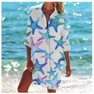 WW | Bikini Jacke Shirt Badeanzug Strickjacke Damenbekleidung Druck Urlaub Strandshirt