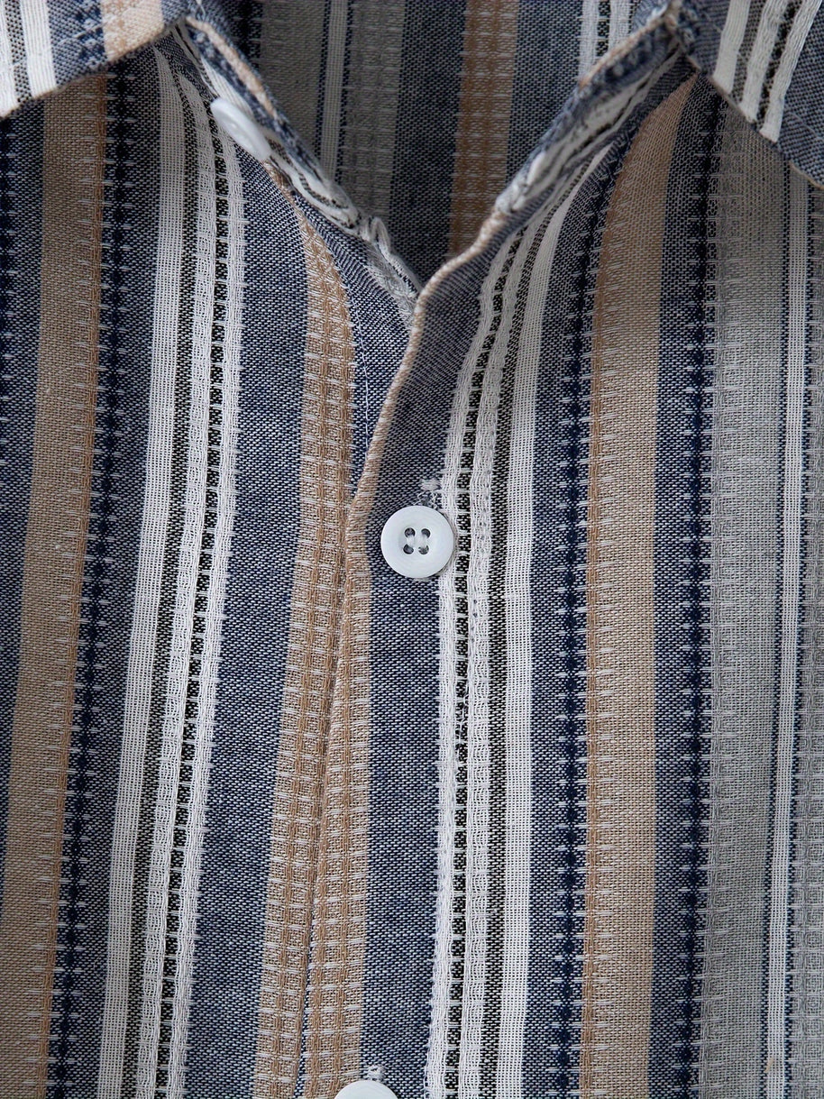 WW | Gestreiftes Baumwoll Leinen Herrenhemd für entspannte Looks